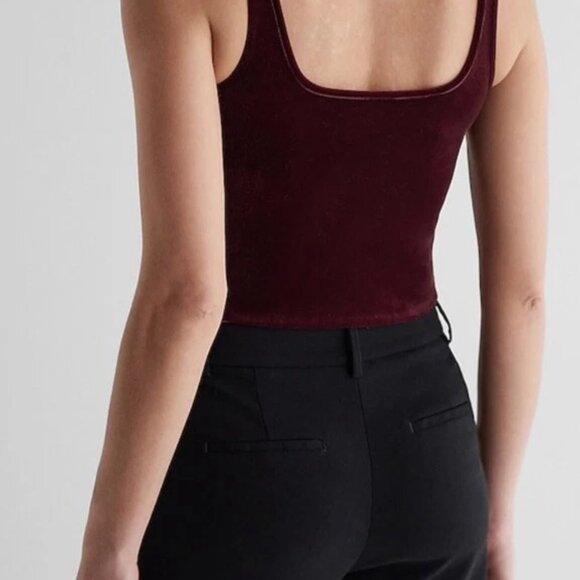 NWT Express Velvet Corset Tank Top Small Burgundy Y2K Holiday NYE Vamp Old Money - Picture 2 of 8